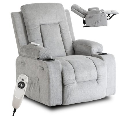 Крісло м'яке розкладне масажне з реклайнером Mebel Elit BOX 2 Сірий