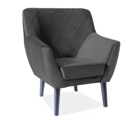 Кресло мягкое Signal KIER 1 Welur Черный, фото Кресло мягкое Signal KIER 1 Welur Черный