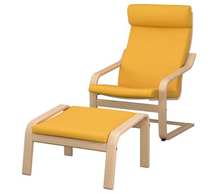 IKEA Кресло-качалка с подставкой POANG Желтый (ИКЕА ПОАНГ)