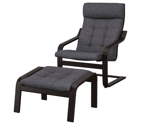 IKEA Кресло-качалка с подставкой POANG Темно-серый (ИКЕА ПОАНГ)