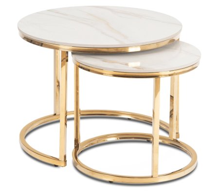 Комплект журнальних столів Mebel Elit MILANO S Ceramic Marmur 2 шт Білий