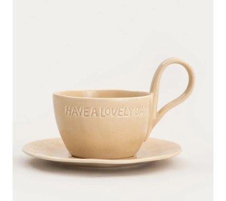 Чашка с блюдцем Homla ISERNIA 200 мл Бежевый