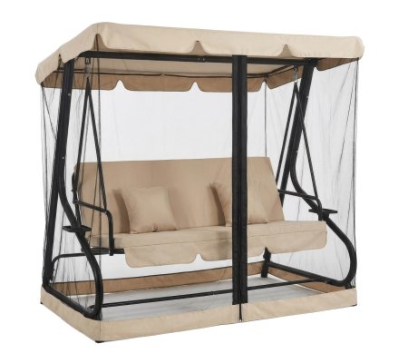 Садова гойдалка з москітною сіткою Mebel Elit NARCISO 204х126х175 см Бежевий